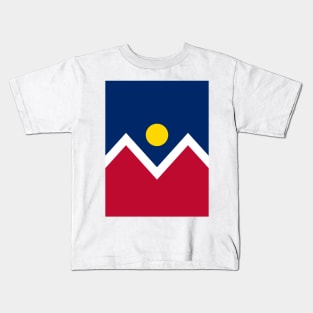 Denver City Flag, Colorado, Blue, Red, White, Yellow Kids T-Shirt